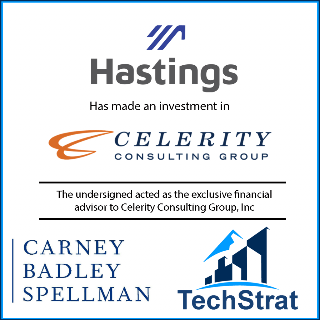 DEAL ANNOUNCEMENT TECHSTRAT TES CLIENT CELERITY CONSULTING RECEIVES